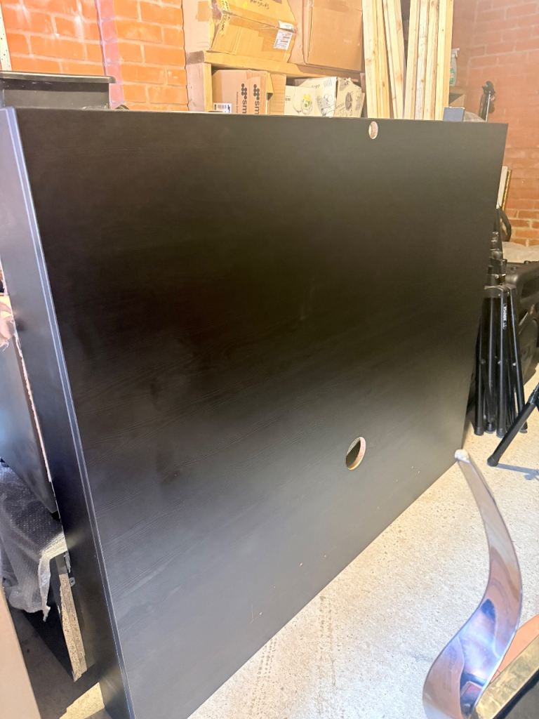 Solid Black Wooden Wall Panel for Media Unit