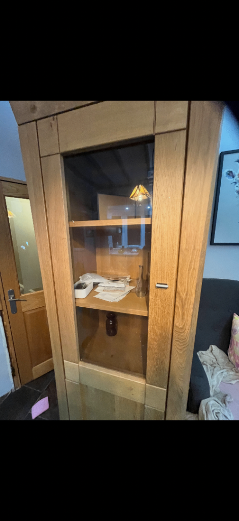 Solid Oak Display Cabinet - Glass front x2