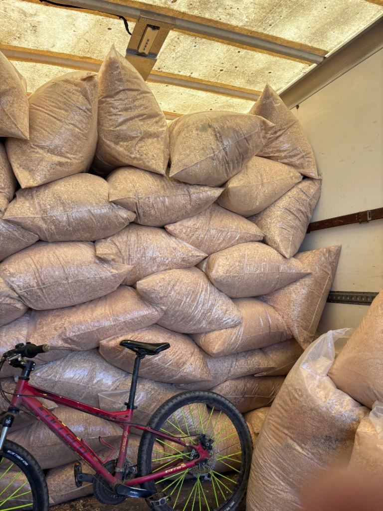 Bags of Wood shavings
