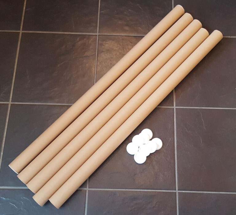 5x Heavy Duty 96cm long Artwork / Poster Tubes with end caps - NEW!