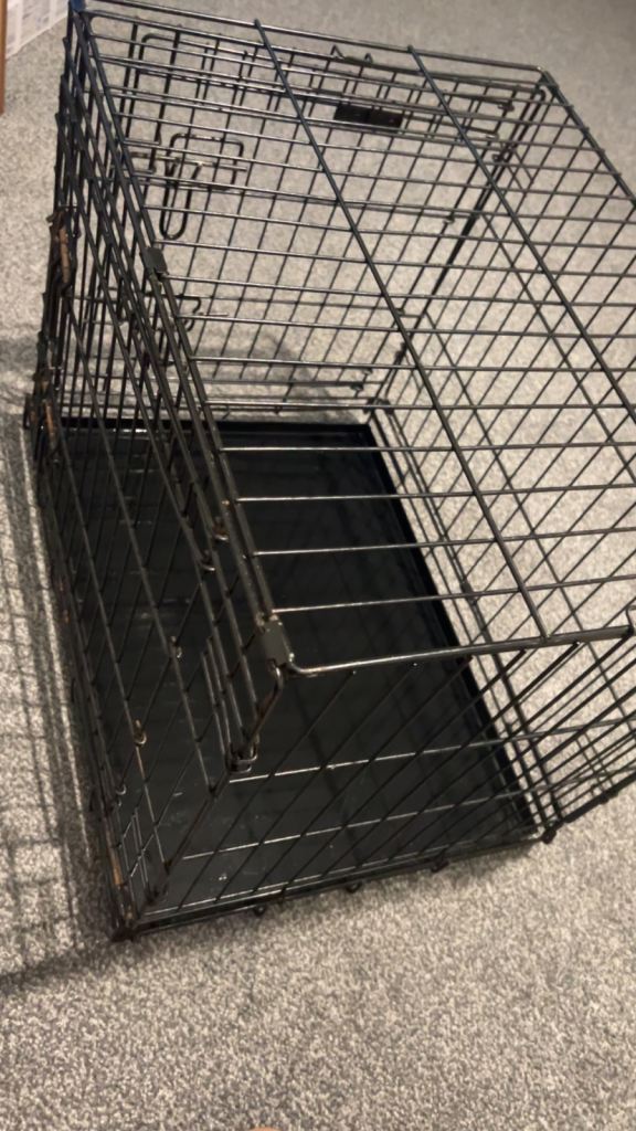 Medium Folding Dog Crate with Tray – Good Condition Solid Metal