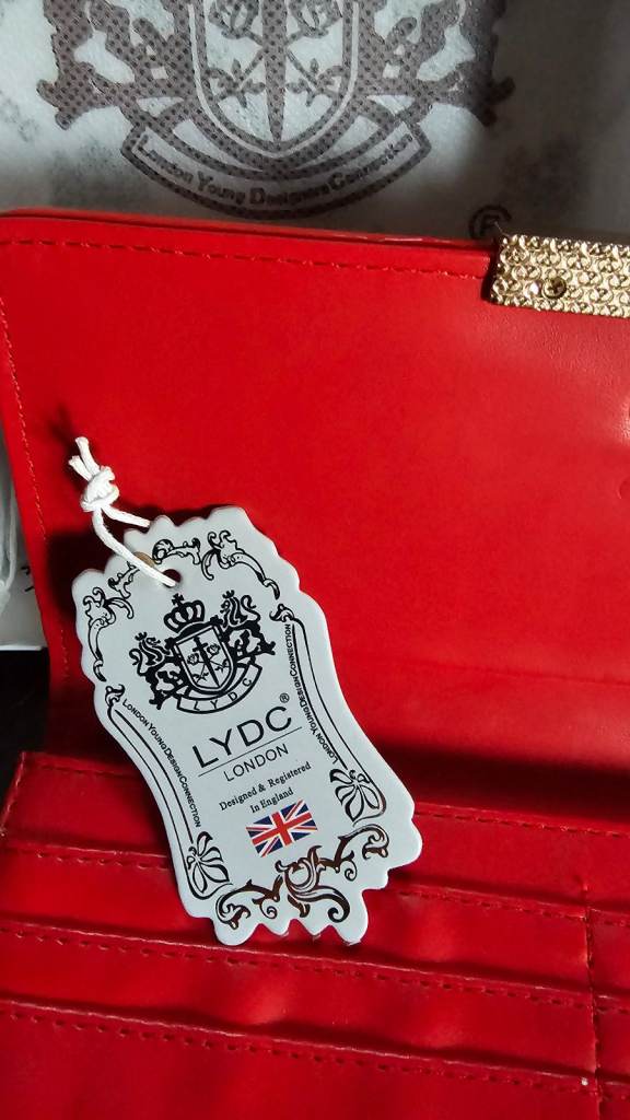 LYDC London Red With Cream Bow Purse New In Box with Bag and Tag.