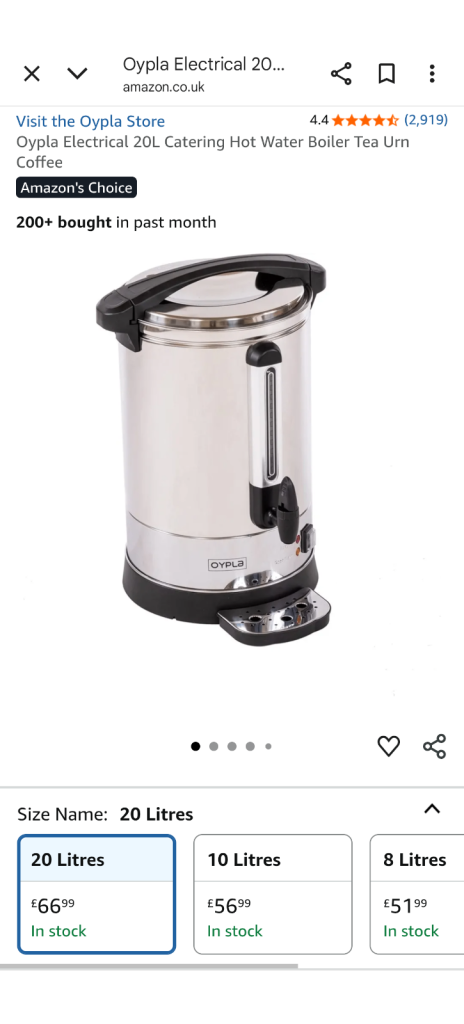 Oypla Electrical 20L Catering Hot Water Boiler Tea Urn Coffee