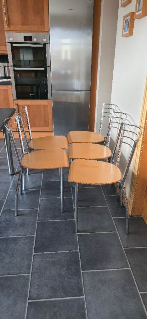 John Lewis metal and wood kitchen dining chairs (4)
