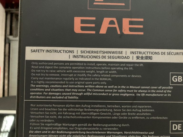 EAE 4 post wheel alignment ramp 4.5m long. 3 phase