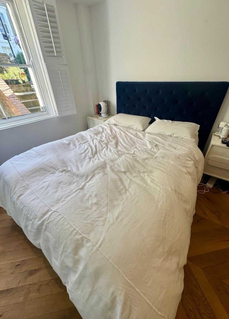 For Sale: MADE King Bed frame / Navy Suede
