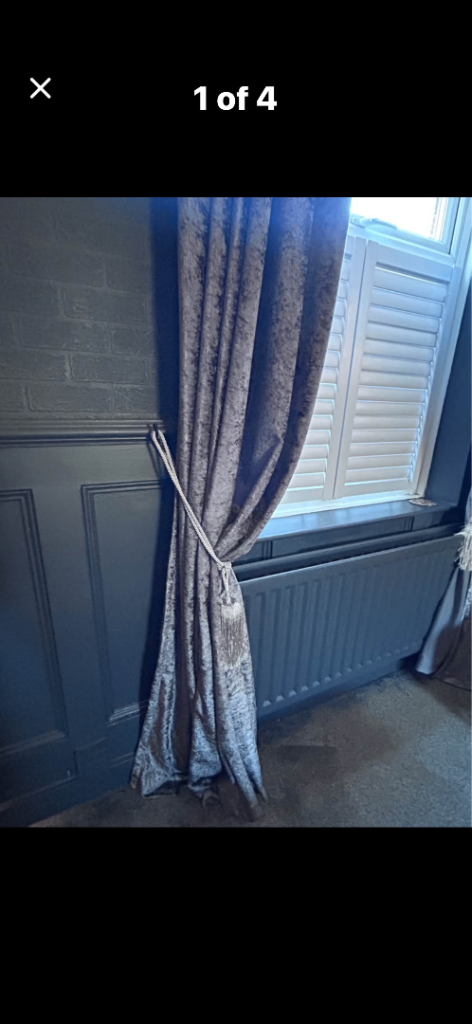 Dark grey velvet curtains 108 inch drop 
