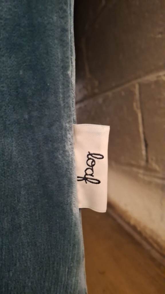 Loaf Bagsie large sofa in bluish grey velvet RRP £3500