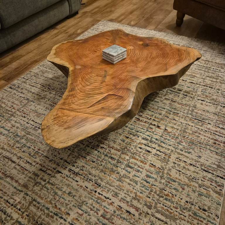 One-of-a-Kind Solid Scottish Pine Slab Coffee Table – Organic Live Edge, Handcrafted Artisan Design