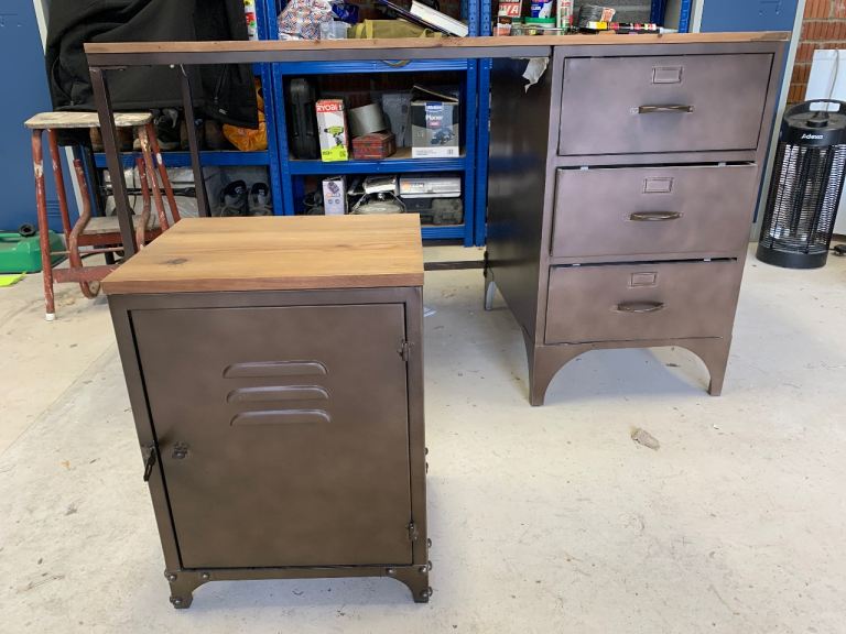 Desk and small storage cuboard 
