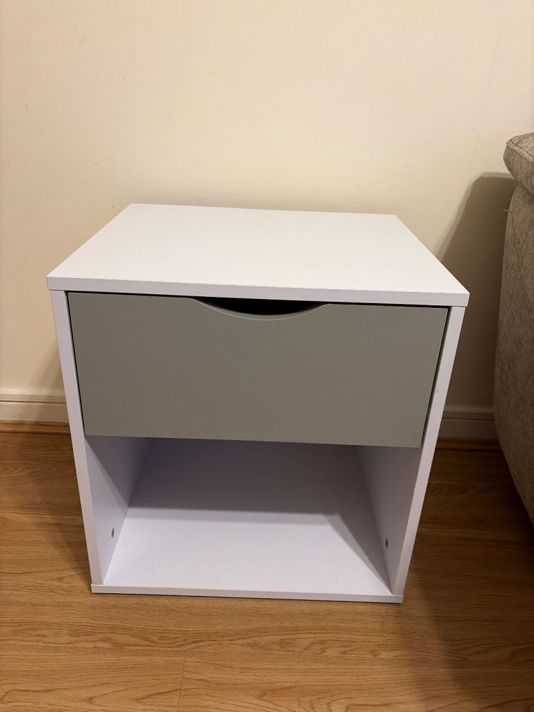 image for Grey/White Bedside Table