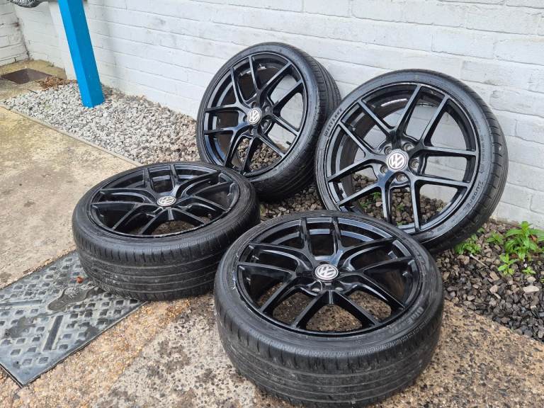 🌟Vw Y spoke 19 inch alloy wheels 5x112 with MATCHING TYRES 6M++ GOLF PASSAT CADDY SKODA MERCEDES 