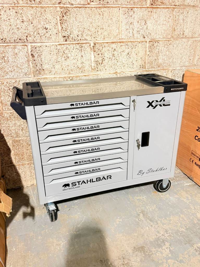 41" Wide Stahlbar 7 Drawers Tool Box Full With Tools + Side Cabinet