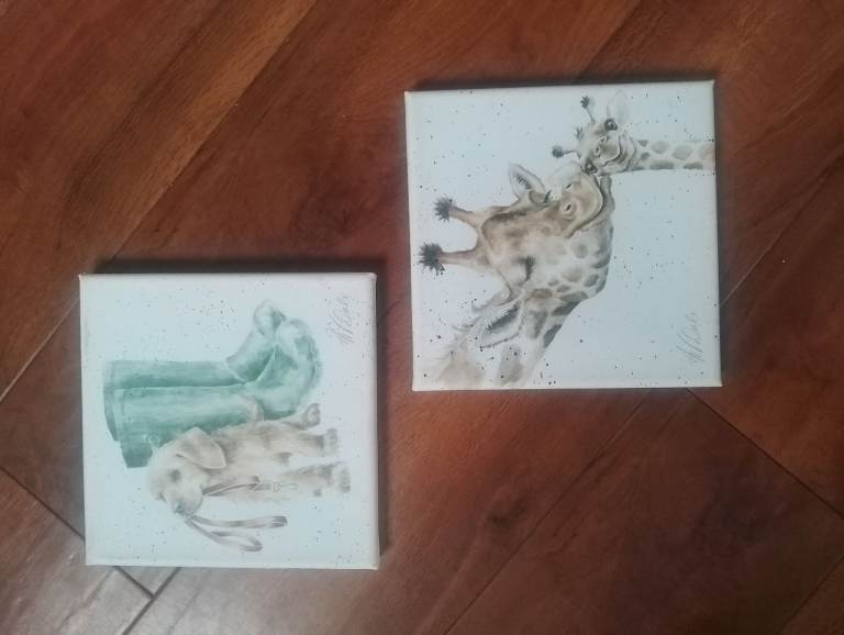Wrendale giraffe and dog canvas prints