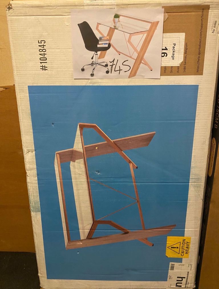 Tempered Glass & MDF Desk Boxed Up £45