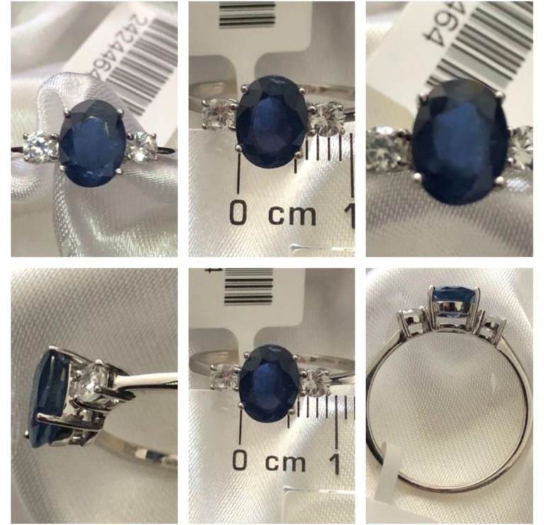 Womans 9ct White Gold Ring Size O Blue Sapphire Kanchanburi New Last 1 Left