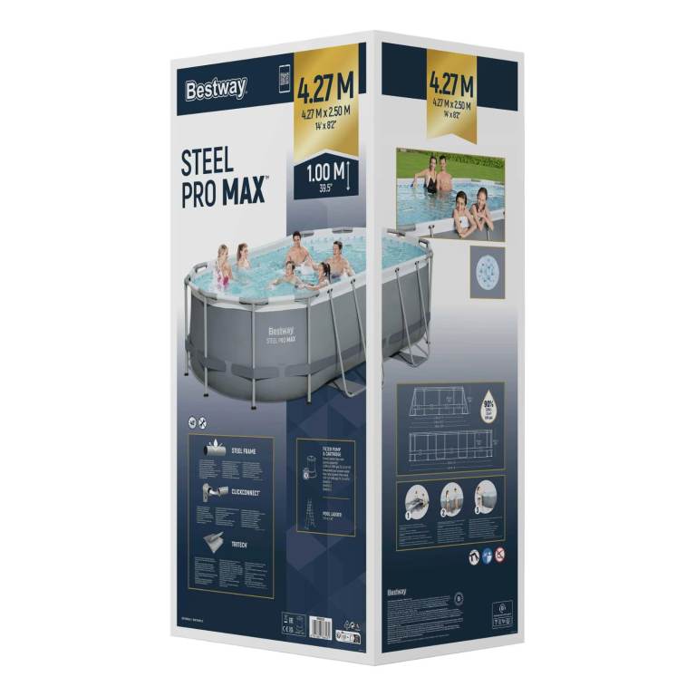 Bestway 56620 Oval Pool 14ft x 8ft 2in x 39.5in Power Steel 4.27x2.50x1.00m