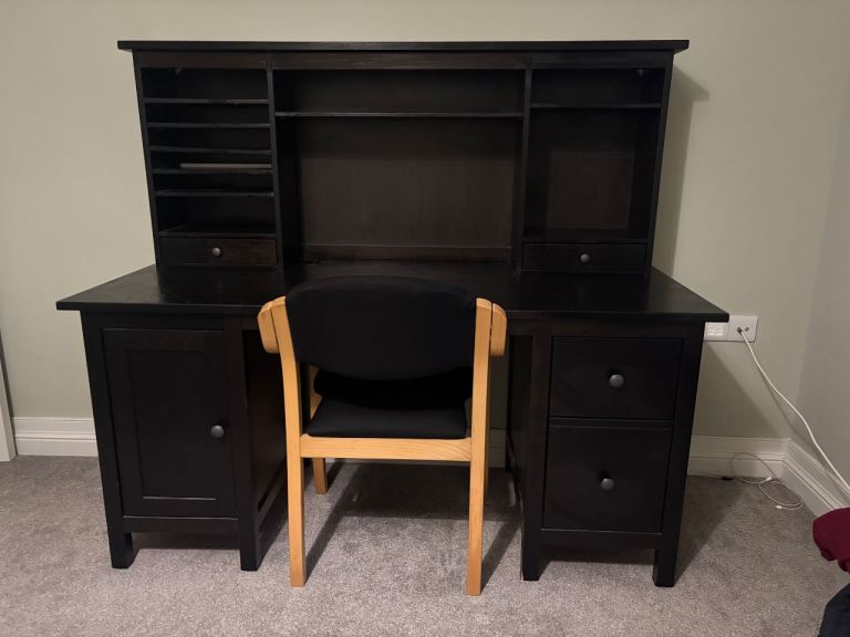 Black desk and book shelf