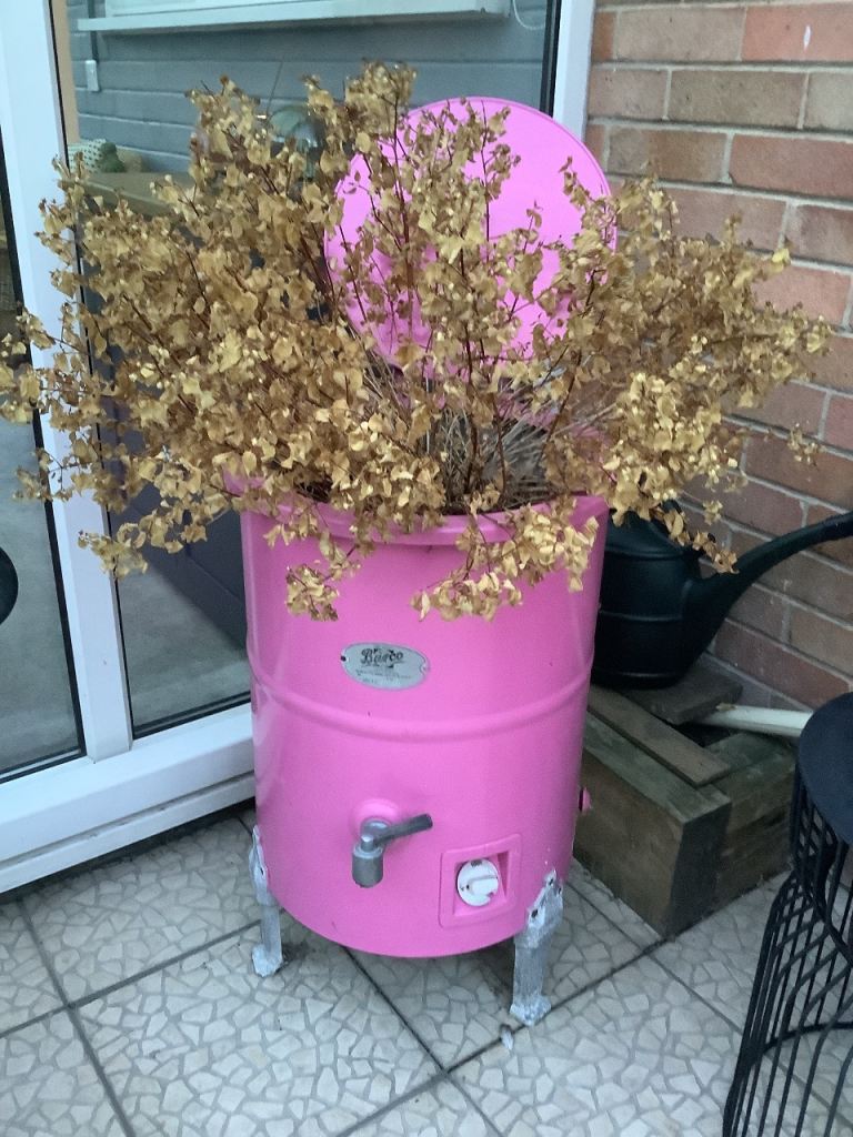Birtco Pink Metal Planter / Garden Feature