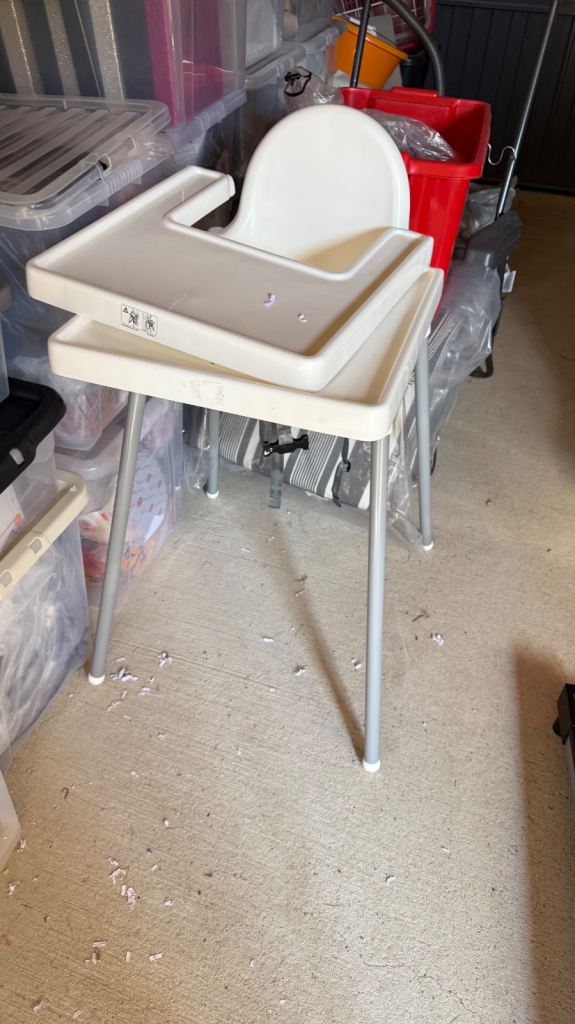 Highchair with tray, Ikea, white plus additional highchair tray, Antilop