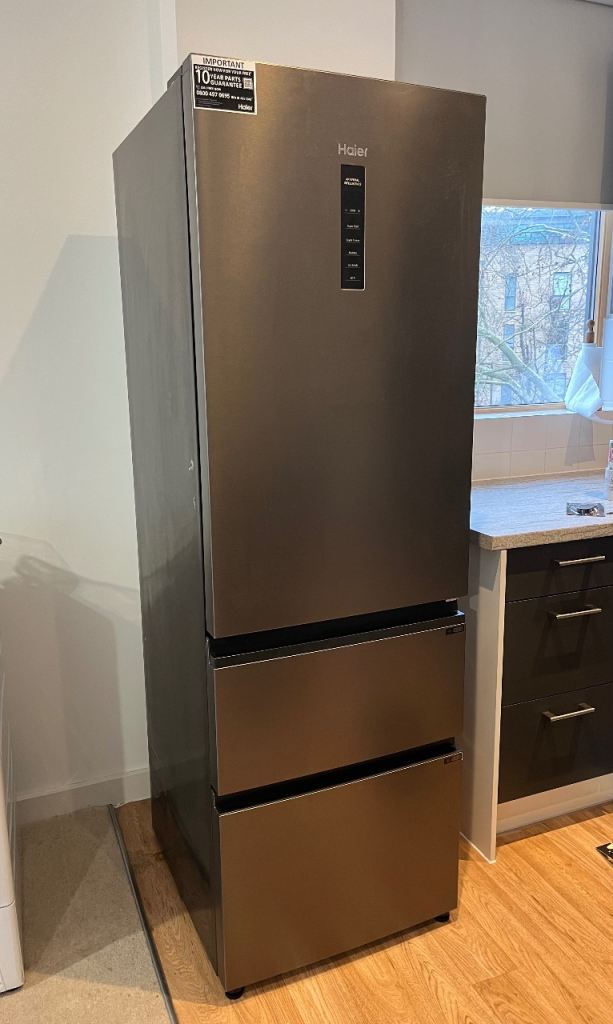HAIER HTW5618ENMP Fridge Freezer - Platinum Inox - only 3months Old 