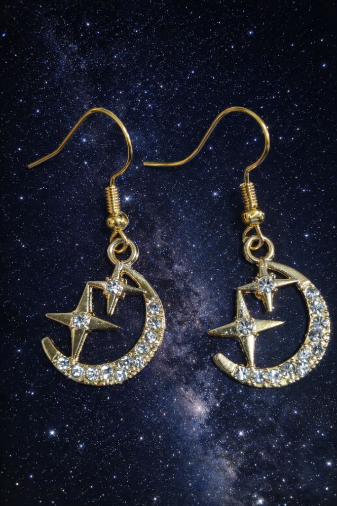 Handmade Moon and star earrings 