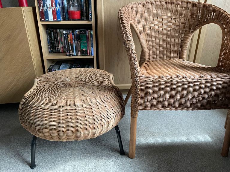 Wicker chair and stool 