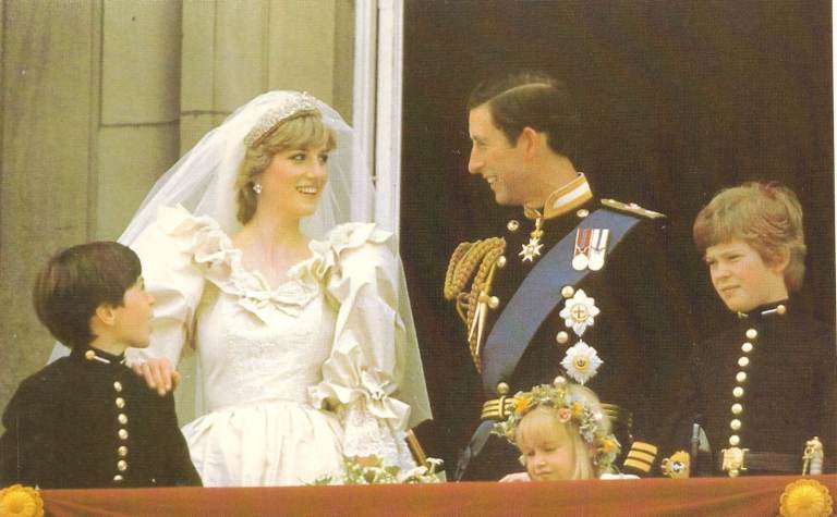 05. A framed Diana Princess of Wales & King Charles Buckingham Palace Balcony postcard 