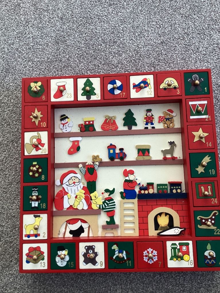 Wooden Christmas Advent Calendar with 24 Drawers