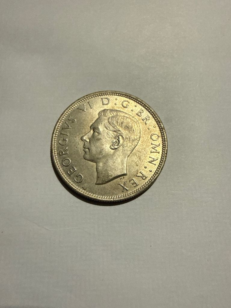 1944 George VI Silver Half Crown - 50% Silver - WWII Era - EF (Extremely Fine)