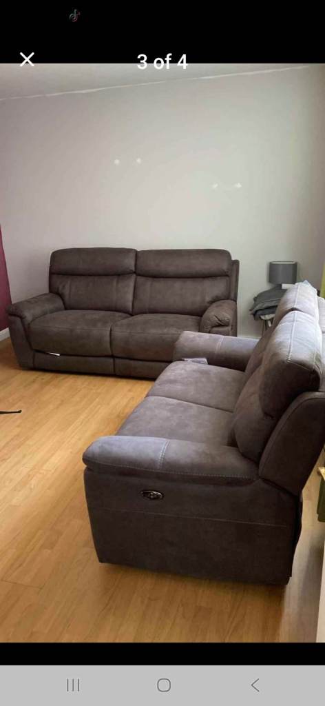  Recliner Sofas  grey– 2 and 3 Seater, Good Condition