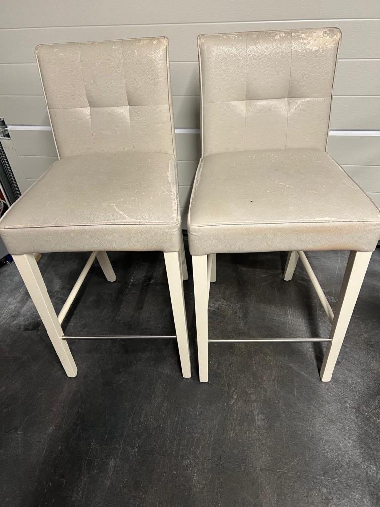 2 x grey faux leather breakfast bar stools from John Lewis £40 Ono 