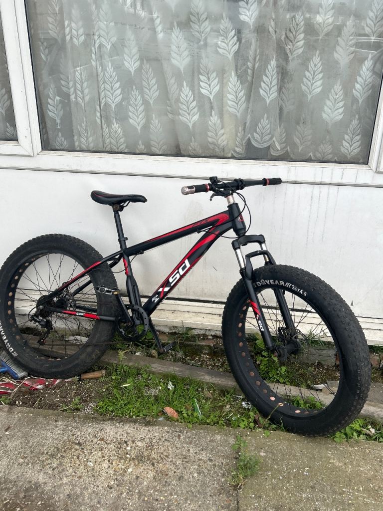 XSD Fat Mountain Bike – Black with Red Accents, Good Condition