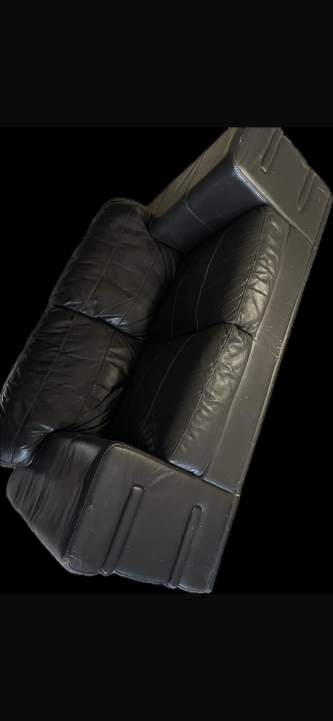 Black Leather 3-Seater Sofa  and 2 seater sofa– Good  Condition