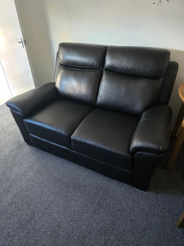black leather 2 seater sofa