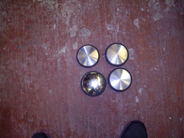 Set of 4 Silver Metal Coasters - Good Condition