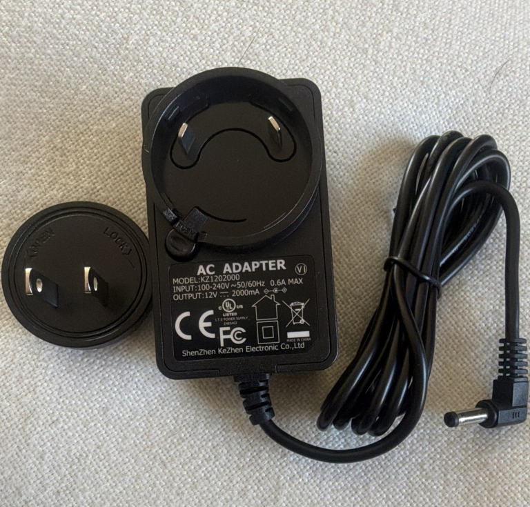 12V 2A AC/DC Adapter 2 Pin to Barrel Plug 1.1m Black Universal KZ1202000
