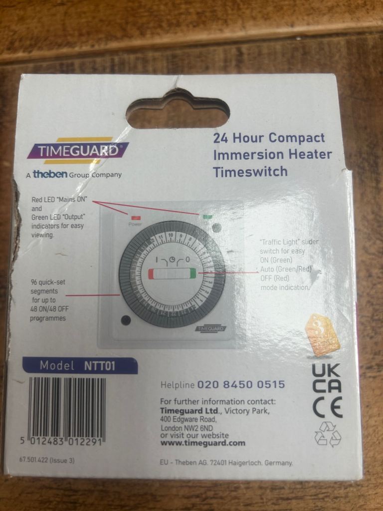 24 HOUR IMMERSION HEATER TIMESWITCH 