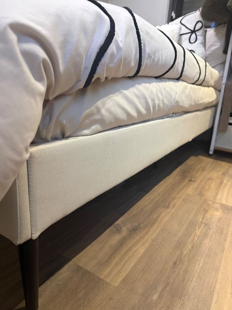 Small double beige bed 