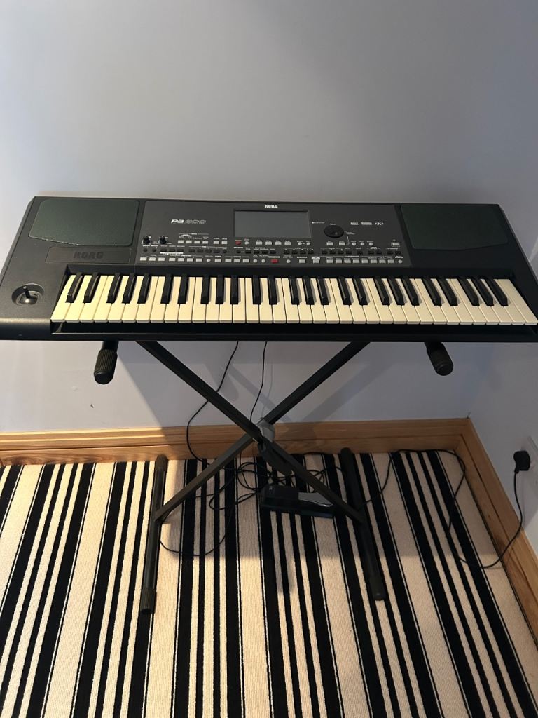 Korg PA600 keyboard c/w pedal, stand, music stand, protective carry bag & instruction manual