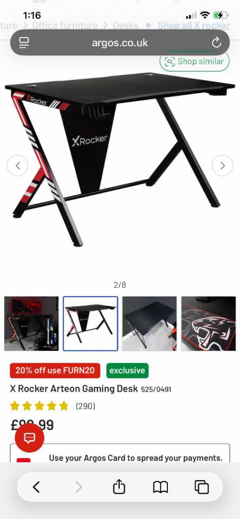 X Rocker gaming desk