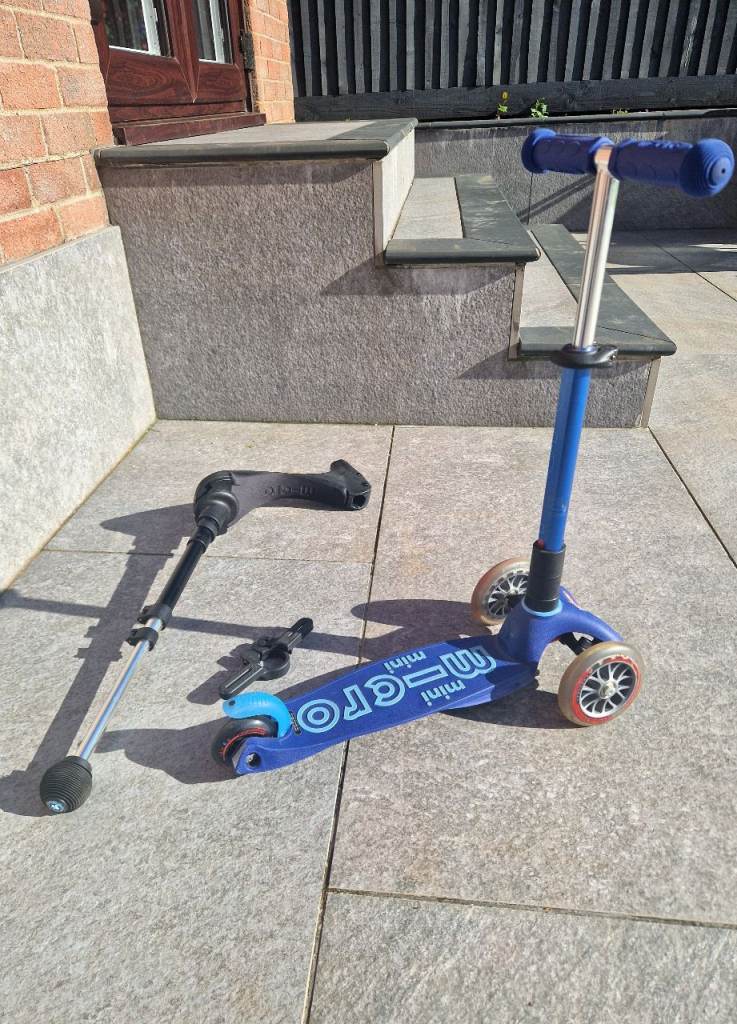 Blue Mini Micro Scooter with seat attachment 