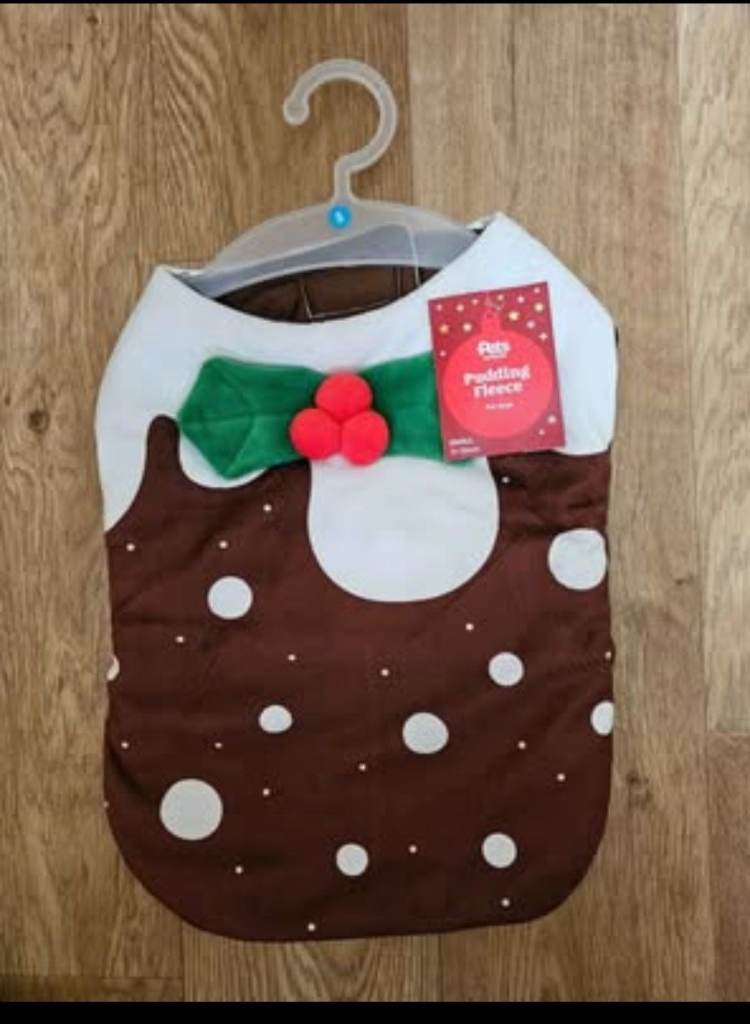 Brand New Christmas Pudding Dog Coat
from Pets at Home.
Still with price tags on £10
