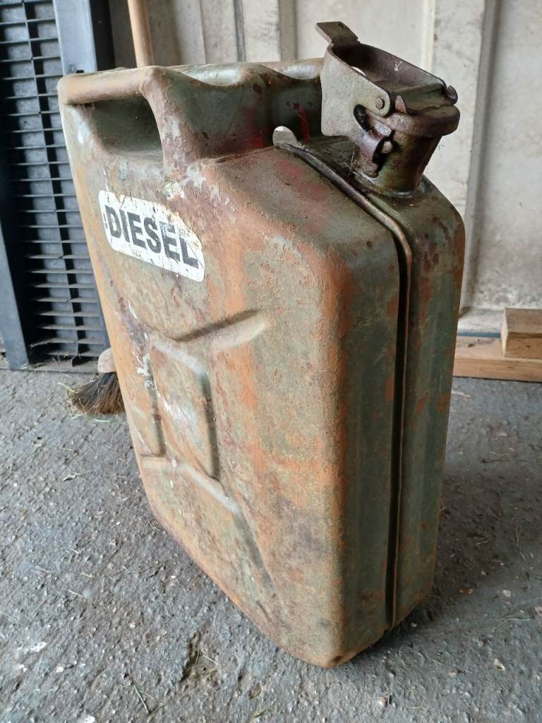 Old Large Metal Fuel Can Petrol/Diesel