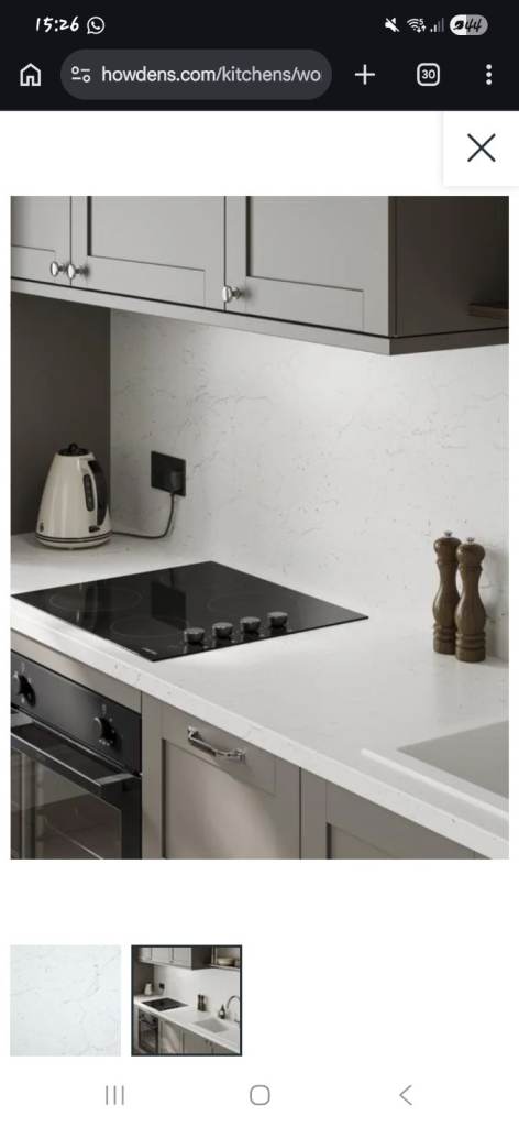 Howdens 3m Marble Effect Laminate Backboard – White/Grey