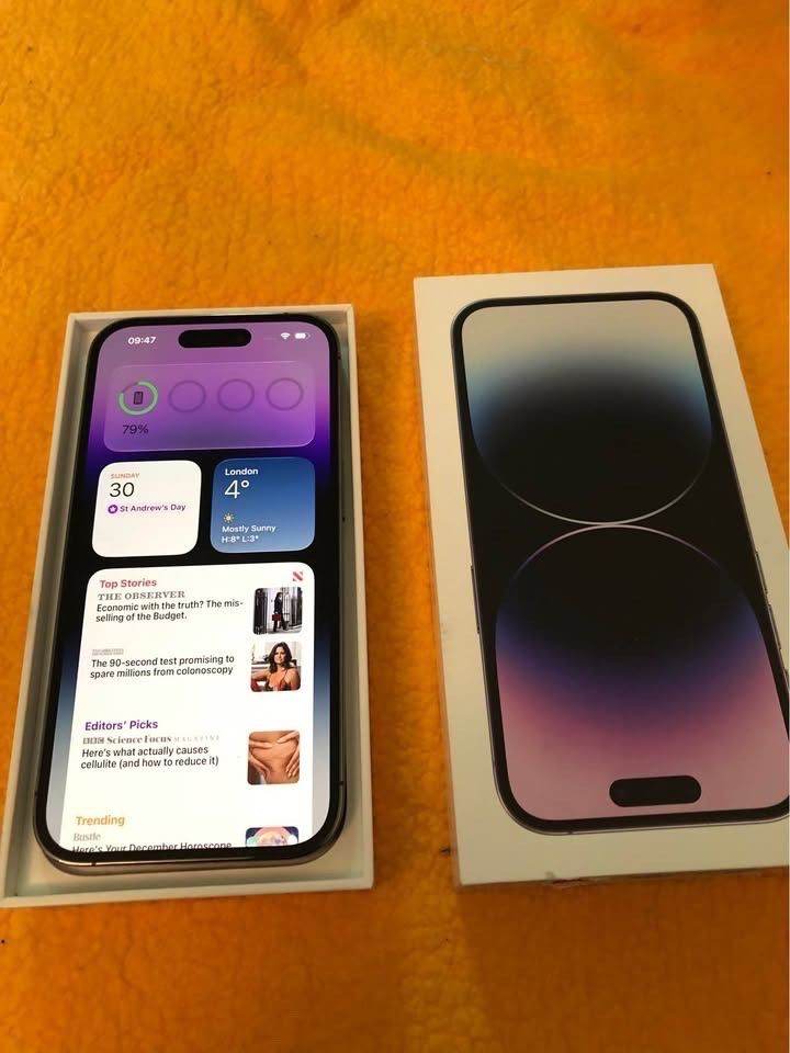 New condition iPhone 14 Pro purple 128gb unlocked in box