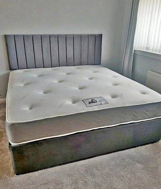 KING UPHOLSTERED DIVAN BED WITH MATTRESS INCLUDED - FREE HOME DELIVERY