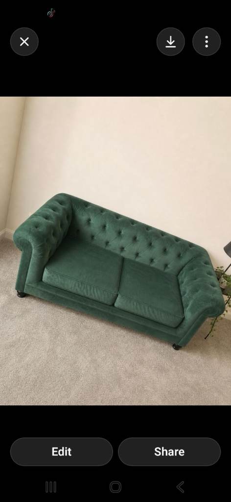 2 x 2 seater sofas and pouffe