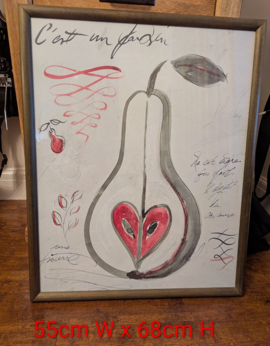 Framed Pear Art Print - 55x68cm, Good Condition