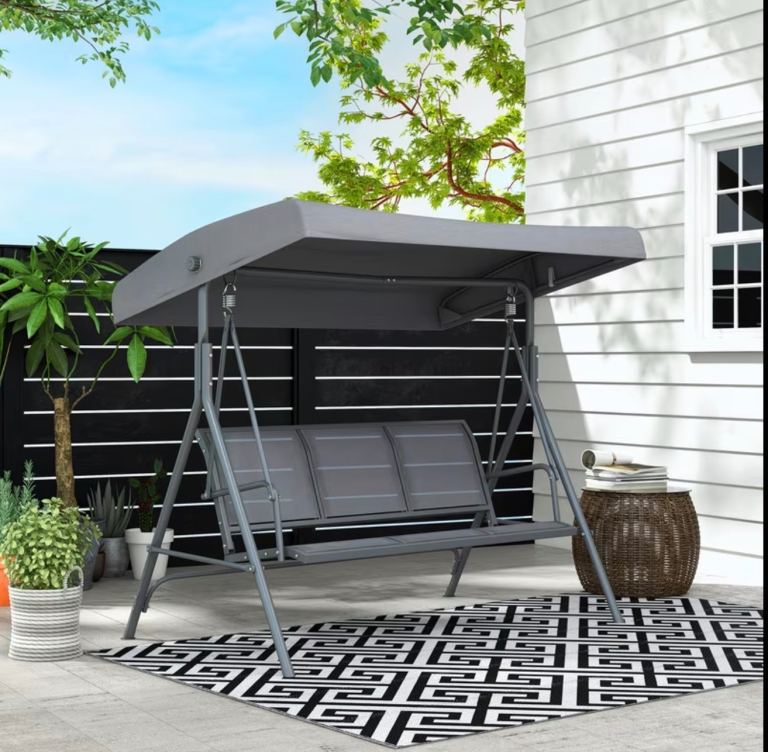Brand new FLATPACK 3 seaters OUTSUNNY breathable swing chair/garden chair Heavy Duty Steel Frame